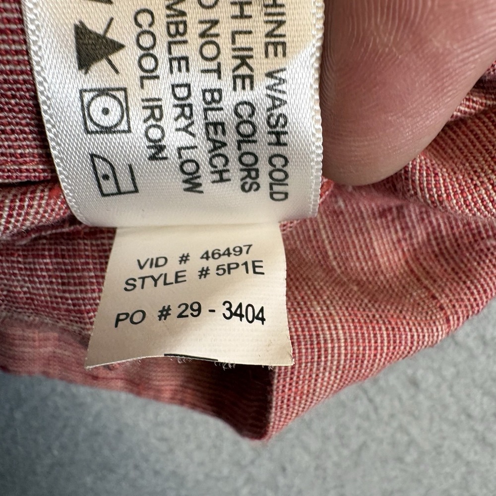 Orvis 100% Linen Shirt Mens XL Red Check Button Short Sleeve Casual Lightweight - Picture 6 of 7